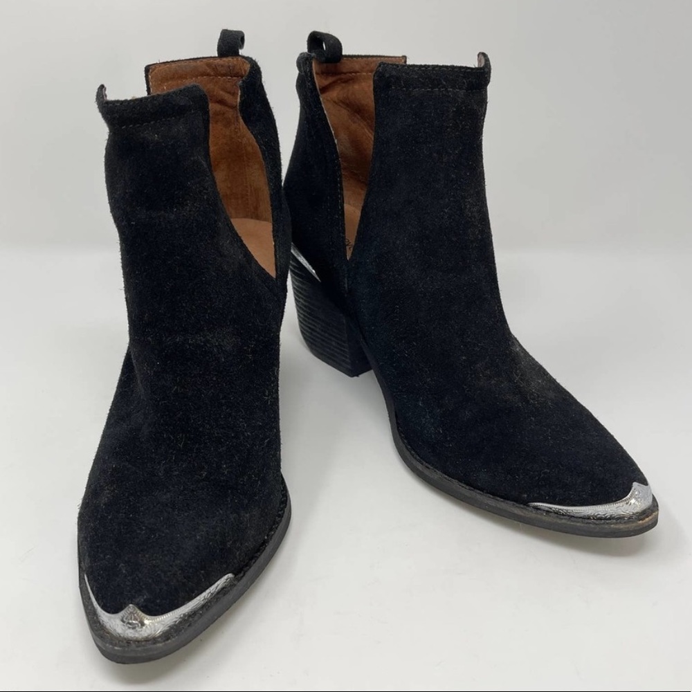 Jeffrey Campbell Cromwell Black Suede Silver Accent Western Bootie Womens Sz 10